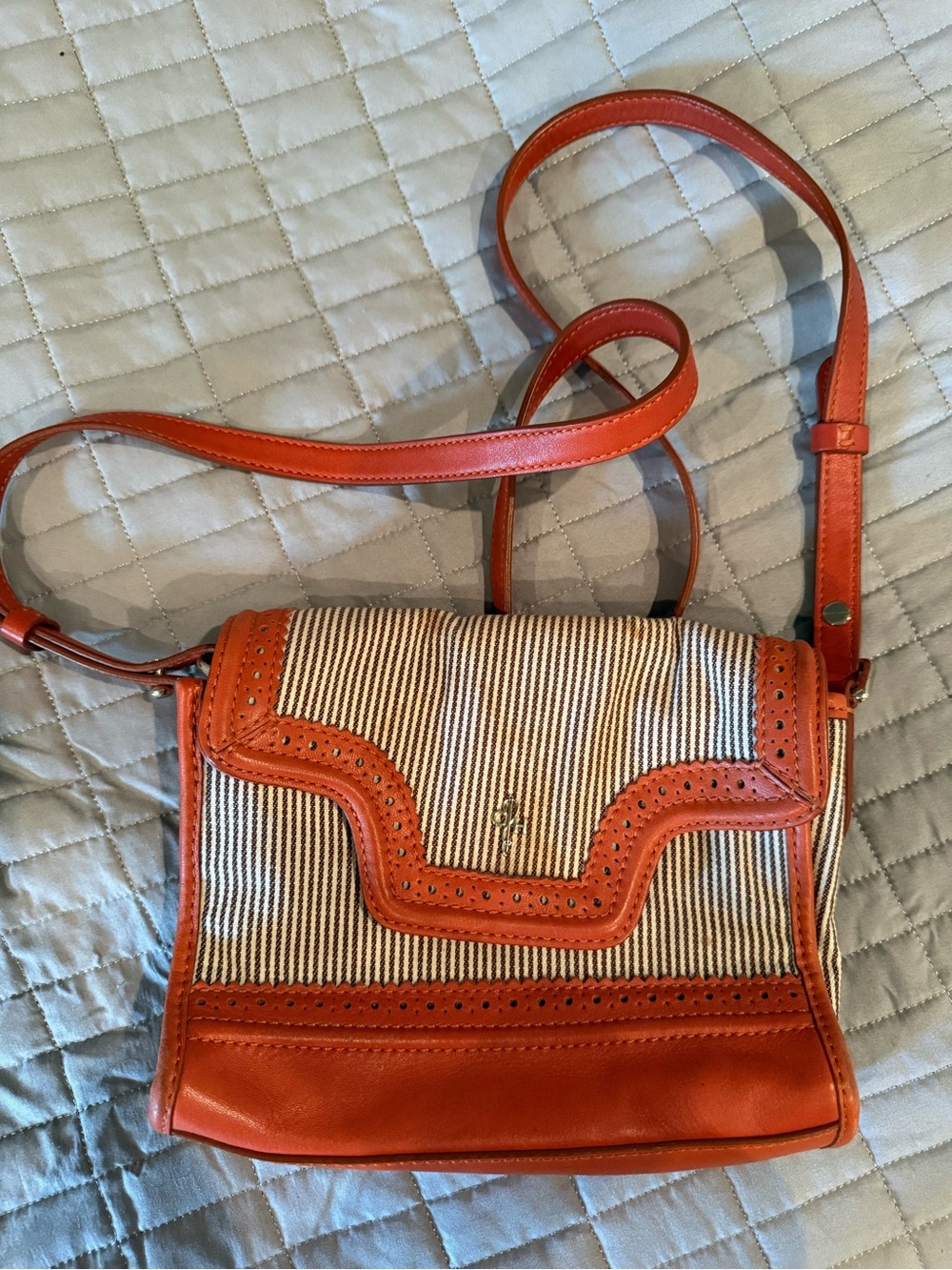 Cole Haan striped canvas flap crossbody